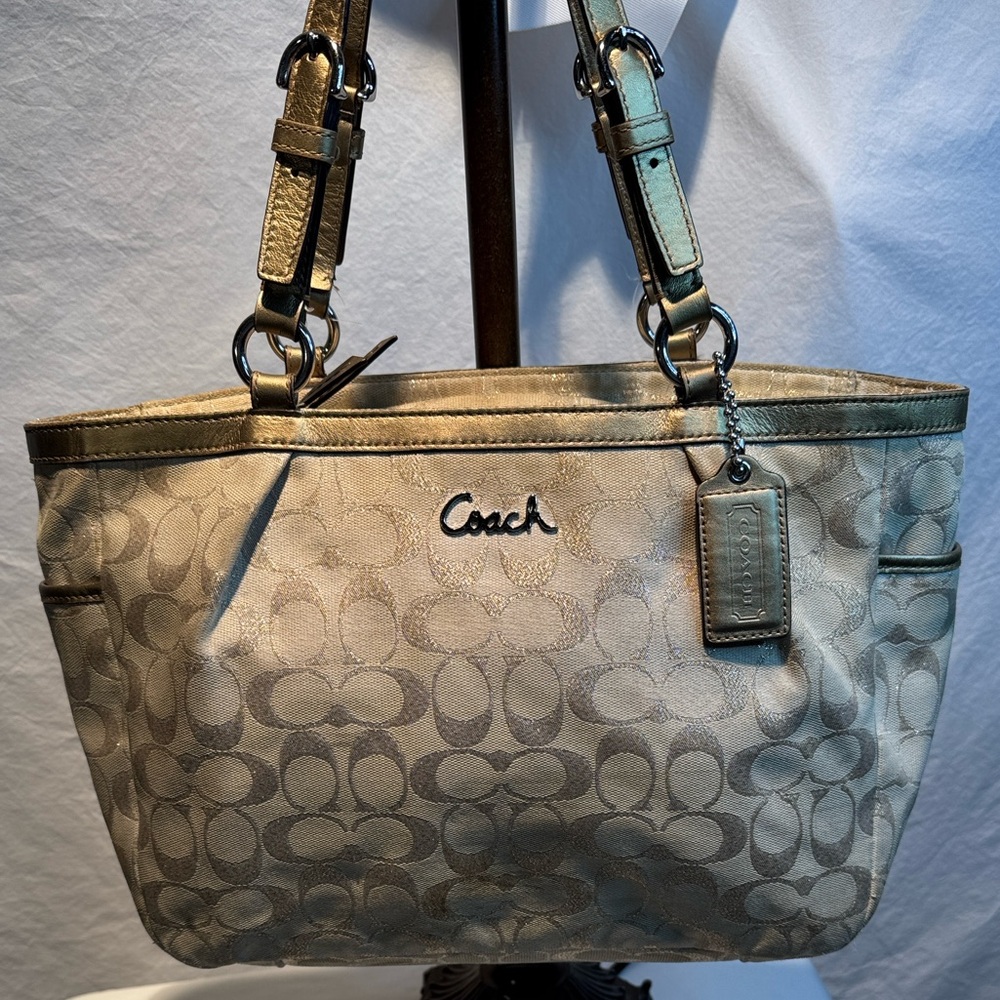 Coach Beige Signature Shoulder Bag - Picture 2 of 16